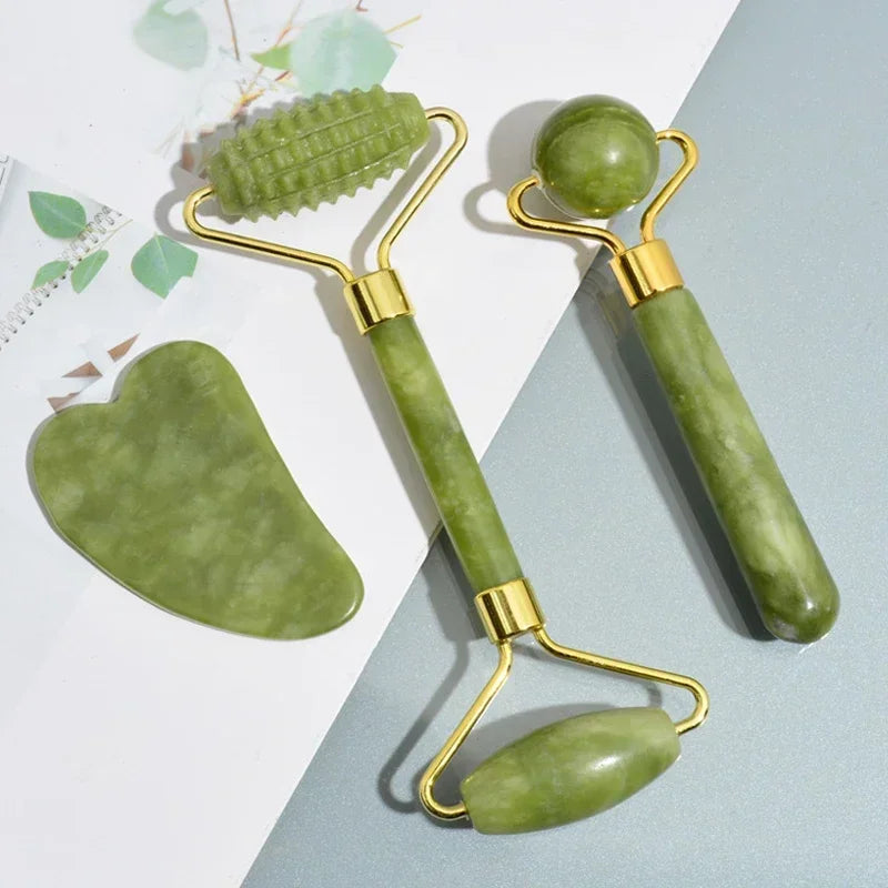Pure Jade Roller & Gua Sha Ritual Set — Sculpt, Lift & De-Stress