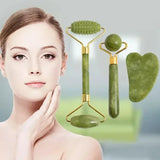 Pure Jade Roller & Gua Sha Ritual Set — Sculpt, Lift & De-Stress